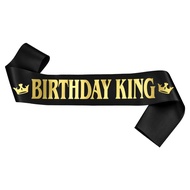Black Gold Birthday King Sash for Men Boy Happy 16th 18th 20th 30th 40th 50th 60th Birthday Party De