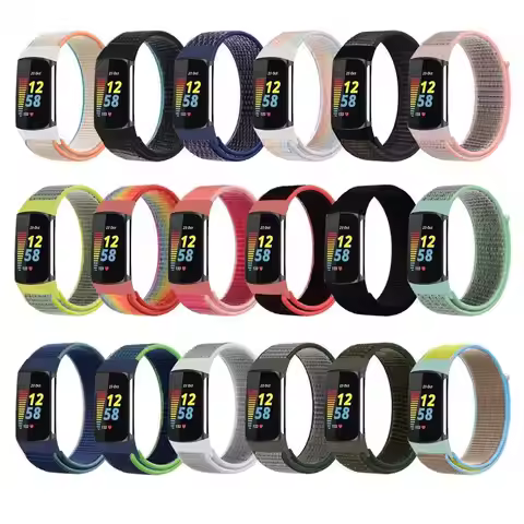 Nylon Strap for Fitbit Charge 5 Smart Watch Sports Nylon Weave Loop Bracelet Wristband Correa Pulser