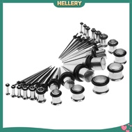 [HellerySG] 36Pcs Ear Gauges Kit Tapers+Plugs Stainless Steel Ear Stretching Set 14G-00G