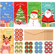 PRETYZOOM 30pcs Christmas Gift Cards with Envelopes 30-count Set Xmas Money Wallet 5 Patterns Greet Cards with Holders a