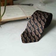 紳士古董絲質領帶-CHANEL香奈兒-100% silk黑色系經典變形蟲織紋