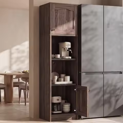 71" H Tall Storage Cabinet with Door, Kitchen Pantry Cabinet, Walnut