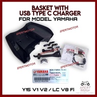 BAKUL LC135 V8 FI / Y15 V1 V2  BASKET COMPLETE SETS WITH USB TYPE C CHARGER ORIGINAL YAMAHA BDK-F489