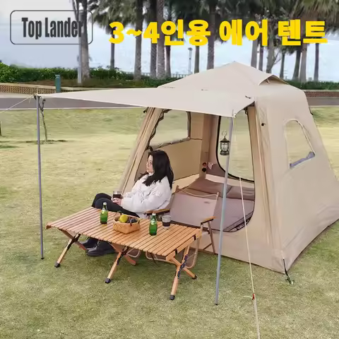4 Person Air Tent Glamping Camping Waterproof Large Dome Family One Touch Automatic Fast Set Up Infl