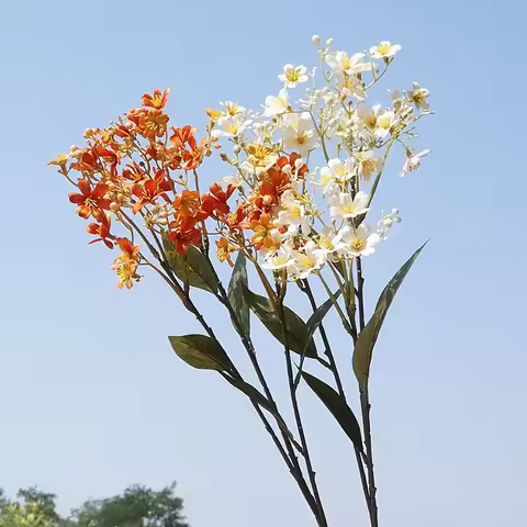 27.6 Inch Autumn Daphne Artificial Flower for Home Decor Wedding Photography Prop