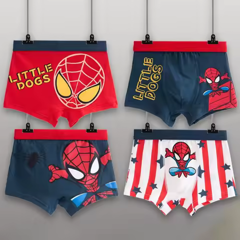 Marvel Spiderman creative cartoon children's cotton boxer briefs Iron Man boys' comfortable breathab