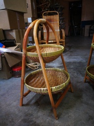 2 Tier Penyimpanan Rak Bulat Bawang Dapur Oragnaizer | Rak Rotan Bulat 2 Tingkat Bakul Bawang | Rota