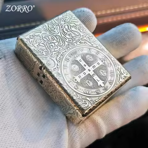 ZORRO 912S Heavy Duty Armor Brass Windproof Oil Lighter; 5 Hinged Metal Oil Lighter Men's Gift 210g