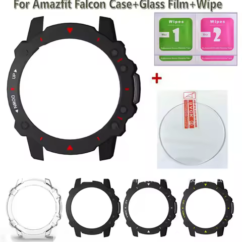 HD 3D Glass Film Smart Bracelet Bezel for Amazfit Falcon Frame Screen Protectors Case Watch Cover fo
