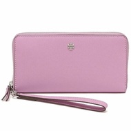 【TORY BURCH】防刮皮革拉鍊長夾-粉紫色