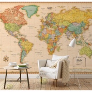 Self adhesive Custom size retro world map for background wall 3d wallpaper cartoon map children's be