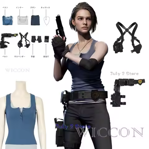 RE 3 Game Jill Valentine Cosplay Costume Women's Top Pants Suit Shoulder Bag Straps Accessories Hall