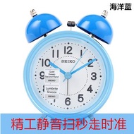 正品SEIKO日本精工靜音床頭夜光金屬鐘表實用款鬧鐘學生臥室兒童QHK035