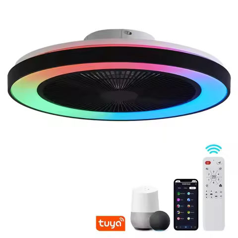 Graffiti RGB Ceiling Fan Light Dimmable LED Color Changing Silent Fan Light Enclosed With Bluetooth 