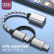 Kabel Otg 2 In 1 Type C Micro USB Konektor Usb Female Ke Hp Android High Speed Cable Adaptor Usb On The Go to