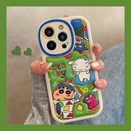 Cute Crayon Shin-Chan Leather Cartoon Couple Phone Case Shock-resistant Soft Case Suitable for iPhone 7 8 Plus XS
