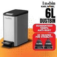 LuxbinTM Tong Sampah Kecil Bertutup Dustbin Kitchen Tong Sampah Dapur Moden 6L Stainless Steel Toile