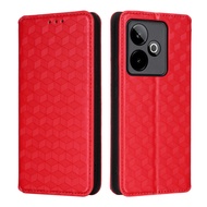 Realme GT7 Pro 3D Grid Flip Leather Casing with Mirror Bracket For Realme GT7 6 7T 6T GT7Pro Realme