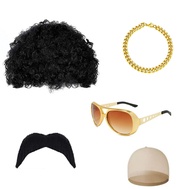 Hot Party Dance Party Wig Glasses Beard cos Accessories disco Necklace 80s 0s Accessories WJG