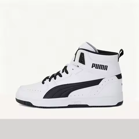 Puma Rebound Joy Minimalist Black and White Color-Blocked High-Top Comfortable and Durable Unisex Ba