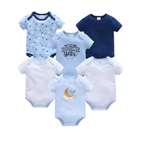 3 Pcs/set New Baby Boy Clothes Summer 100%Cotton Blue Grey Tie Print Three Piece Short Sleeve Bodysu