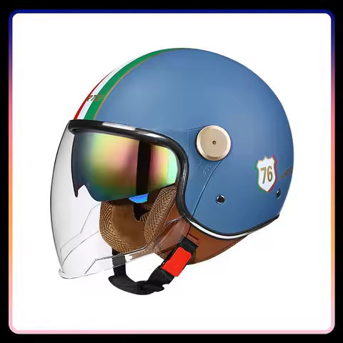 Open Face Helmet Dual Lens DOT ECE Retro Jet Helmet Semi-open Motorcycle Helmets 3/4 Open Half Helme