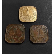 Malaya British Borneo Old Cooper Coin Kings and Queen 1 Cent Sell In Set of 3 Pieces (Circulated)