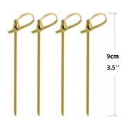 [100Pcs] Bamboo Skewer with Knot/Bamboo Stick Flower Knot String Fruit Stick Disposable Bamboo Knott