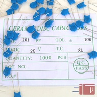 10Pcs 100pf Ceramic Milar / Blue Ceramic 101pf 1000V 1KV Original RoHS