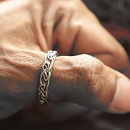 Valknut Viking Thumb戒指男士以925纯银制成Odin风格