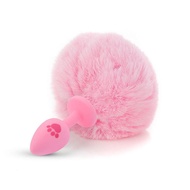 Anal Plug Rabbit Bunny Tail, Pink Fluffy Tail Butt Plug Silicone Anal Sex Toy Cute Sexy Cosplay Erot