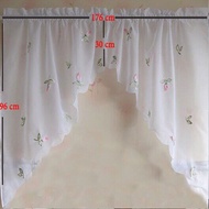 New Cafe Short Kitchen Curtains Fruits Design Embroidery Lace Japanese Door Curtain Cotton and Linen Blending Window Curtains