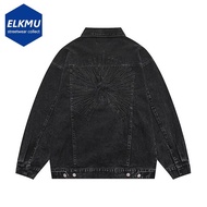 2022 Men's Fashion Embroidery Denim Jackets Oversized Harajuku Streetwear Black Pink Jacket Hip Hop Jeans Jacket Tops For Male
