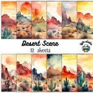 12 Sheets 8x8 Desert Scene Print by byte studio | Premium Paper Craft Junk Journal Stationery