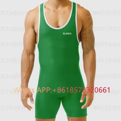 2024 Men's Wrestling Singlet Suit Sleeveless Boxing One piece Bodysuit Tummy Control Wear GYM Iron T