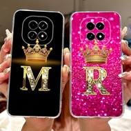 For Realme V60 V60s Fashion Crown Initial Letter Couple Phone Case RealmeV60 V 60 60S 5G Soft Silico