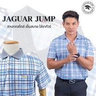 Jaguar เสื้อโปโล ผู้ชาย แขนสั้น ลายตาราง สีฟ้า JAY-1432-BU