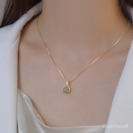 Chow Tai Fook925Silver Blessing Bag Hetian Jade Necklace Light Luxury Minority Pendant Female Clavicle Chain2024New Neck