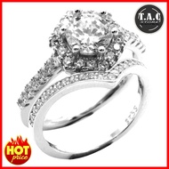 Cincin Perak Tulen Wanita - 925 GENUINE SILVER DOUBLE SET RING DS5