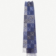 Loewe anagram blue and grey cashmere wool scarf 圍巾