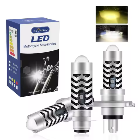 1Pc H4 LED Dual Color Motorcycle Headlight Bulbs BA20D S2 P15D H6 6000K Hi/Lo Beam 12V Moto Fog Lamp