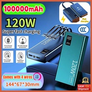 [Ready Stock]100% Original 120W Powerbank 100000 mAh Fast Charging Power Bank With Built in Cable fo