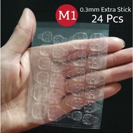 M1 Nails Jelly Gel Stickers 24 pcs Jelly Gel 0.3mm Wooden Stick Nail File double side NS
