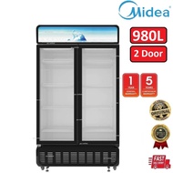 Midea MDRZ952FGG30 Showcase 2 DOOR Display Chiller| Bottle Cooler Peti Sejuk Cermin (980L)