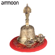 [ammoon]Tibetan Buddhist Bell Bronze Hand Bell with Vajra Padding for Meditation Prayer