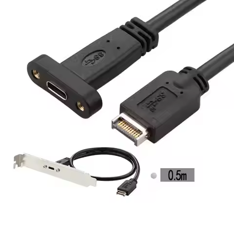 1 Piece Type-E To USB-C Type C Female Connector Extension Wire Cable With Panel Mount Screw 30/50cm 