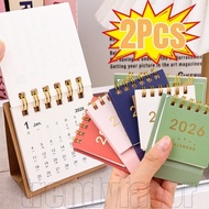 2Pcs Mini 2026 Desk Calendar - Coil Flip Over Calendar - To Do List Plan Book - Pocket Standing Desk