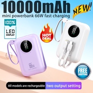 New pattern! Mini power bank fast charging 66W 10000mAh powerbank with cable portable charger
