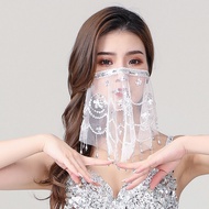 Mesh Sequin Face Veil Dance Costume Performance Mask Belly Dance Veil Accessories Mesh Face Cover Fa