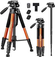 Tripod Camera Tripod, 72" Tripod for Cell Phone with Phone Holder, Travel Tripod with Carry Bag, Compatible with iPhone/Canon/Nikon/DSLR Camera